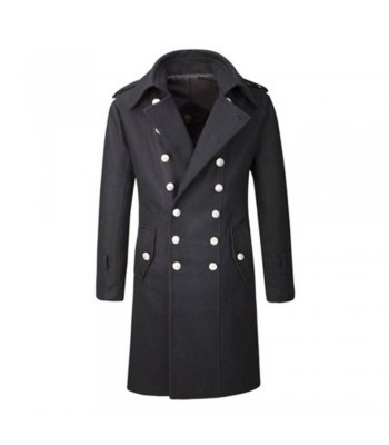 Mens Gothic Overcoat Military Double Breasted Wool Mens Trench Coat 